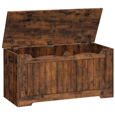 Storage Chest, Storage Trunk with 2 Safety Hinge, 100 cm Lift-Top Storage Bench, Wooden Storage Organizer for Entryway