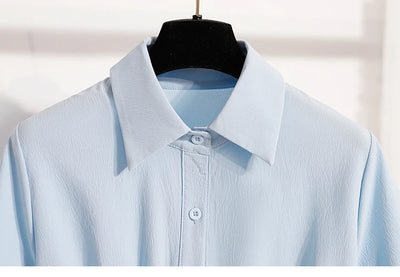 Plus Size Polo Shirt Women Summer 2025 New Korean Style Large Size Loose Chiffon Blouse Women Slim Waist Casual Tops Female