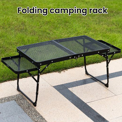 Camping Table Iron Mesh Folding Table Portable Outdoor Camping With Lifting Shelf Mesh Folding Table Outdoor Foldable Table