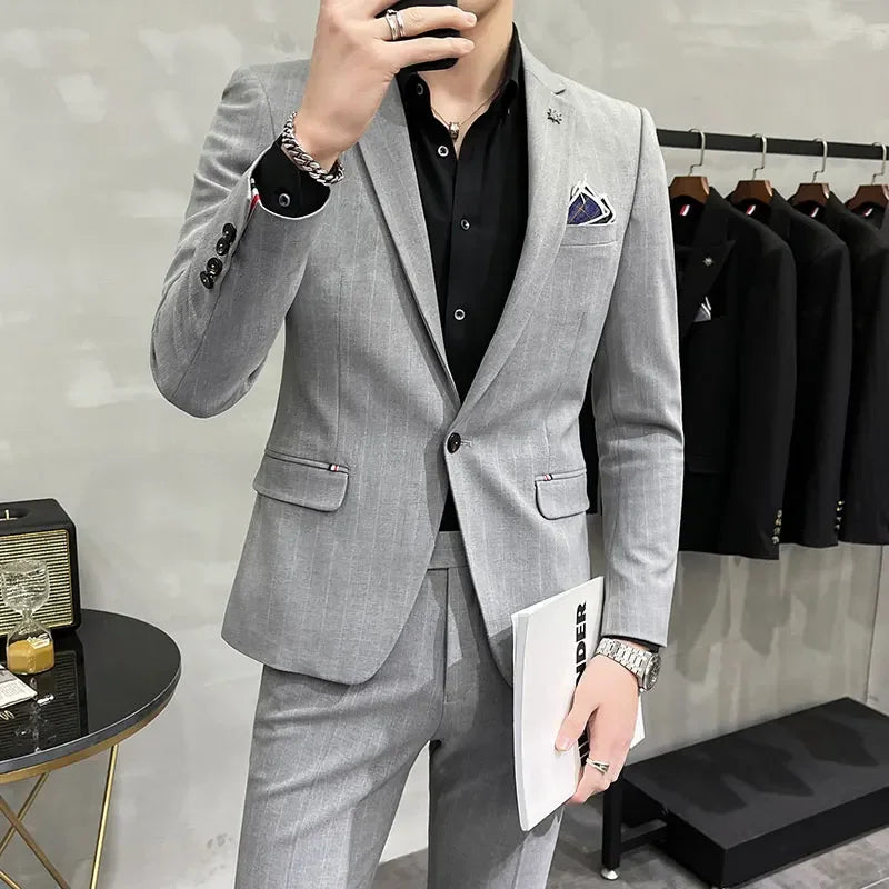 High-Quality Two-Piece Groom Wedding Suit Business Casual Banquet Costume for Men Luxury Ensemble with Trousers