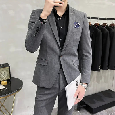 High-Quality Two-Piece Groom Wedding Suit Business Casual Banquet Costume for Men Luxury Ensemble with Trousers