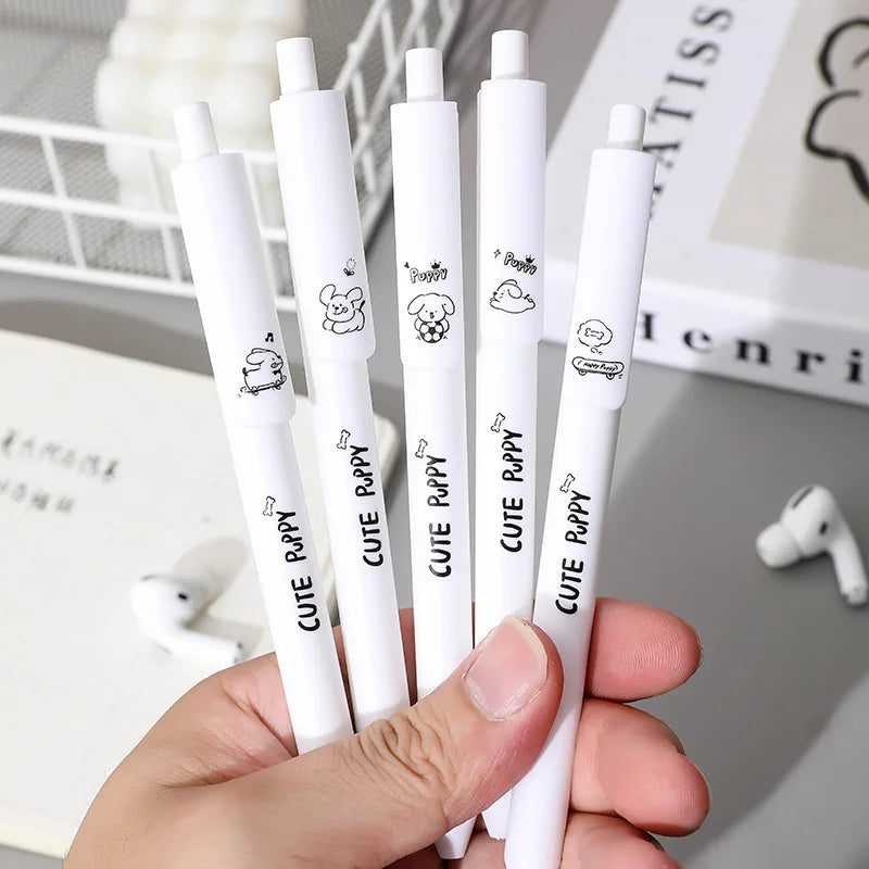 5 Pcs/set Lovely Puppy Cute Stationery Writing Pen Quick Drying Simple Model Press Gel Pen For Student Office School Supplies