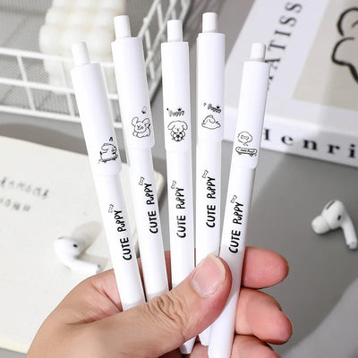 5 Pcs/set Lovely Puppy Cute Stationery Writing Pen Quick Drying Simple Model Press Gel Pen For Student Office School Supplies