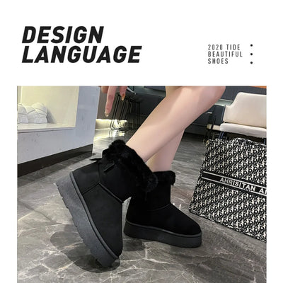 Snow Boots Women Winter Shoes Women Platform Boots Warm Plush Cotton Shoes Thicken Winter Woman Boots Flat Non-slip Botas Mujer