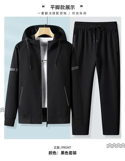 Male Workout Sports Outfit Autumn Spring Men Running Sports Tracksuits Sets Hoodies Zipper Outwear Sportwear+Sweatpants Sets