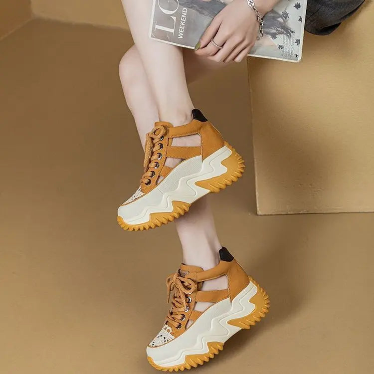 2024 New Sandals Fashion  Mesh Shoe Women Sport  Hollow Out Casual Round Toe Wedge Women Shoes Roman Retro