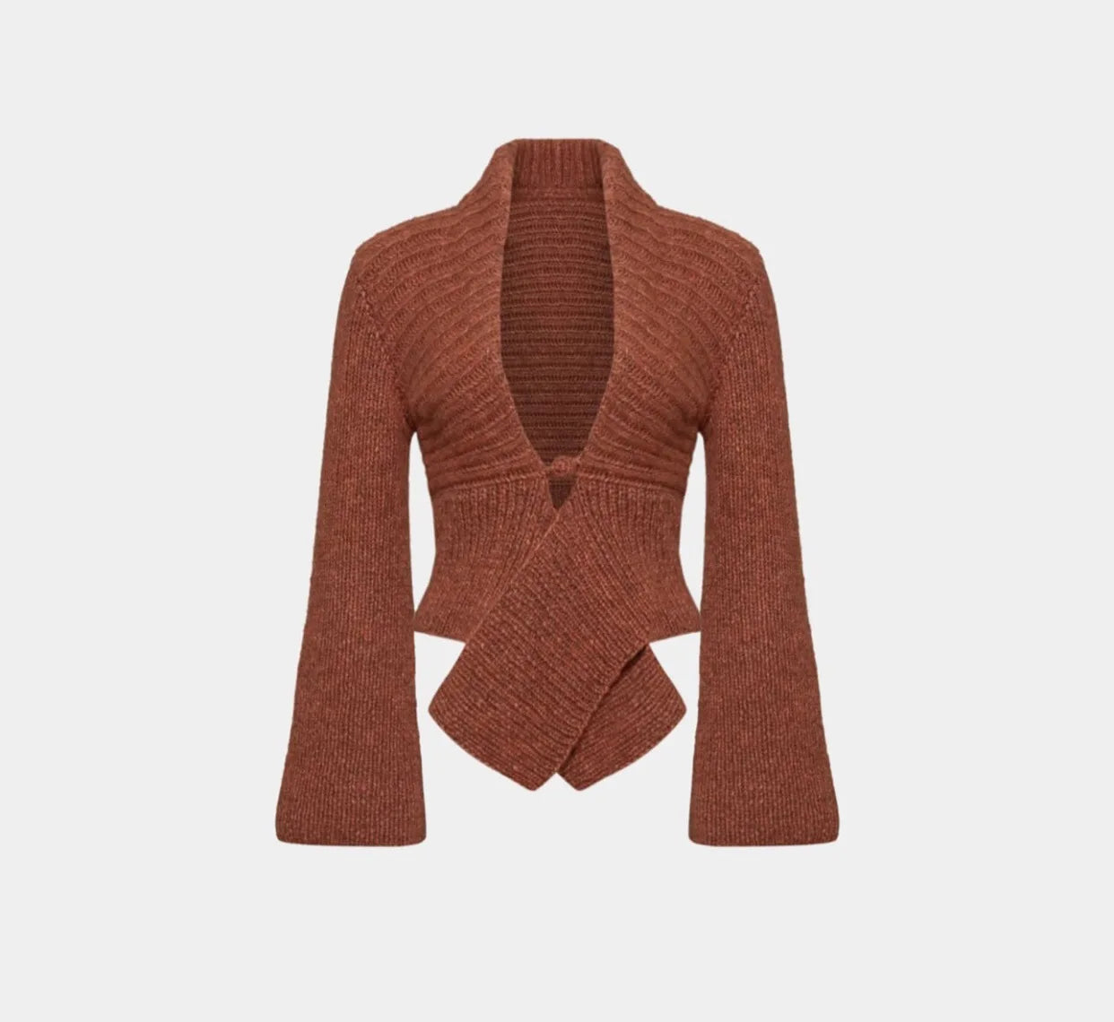 Tornova Retro Knitted Cardigan Irregular Hem Sweater Top 2025 Hot New Autumn Winter V neck Hollow Sexy Sweater Coat Solid Casual