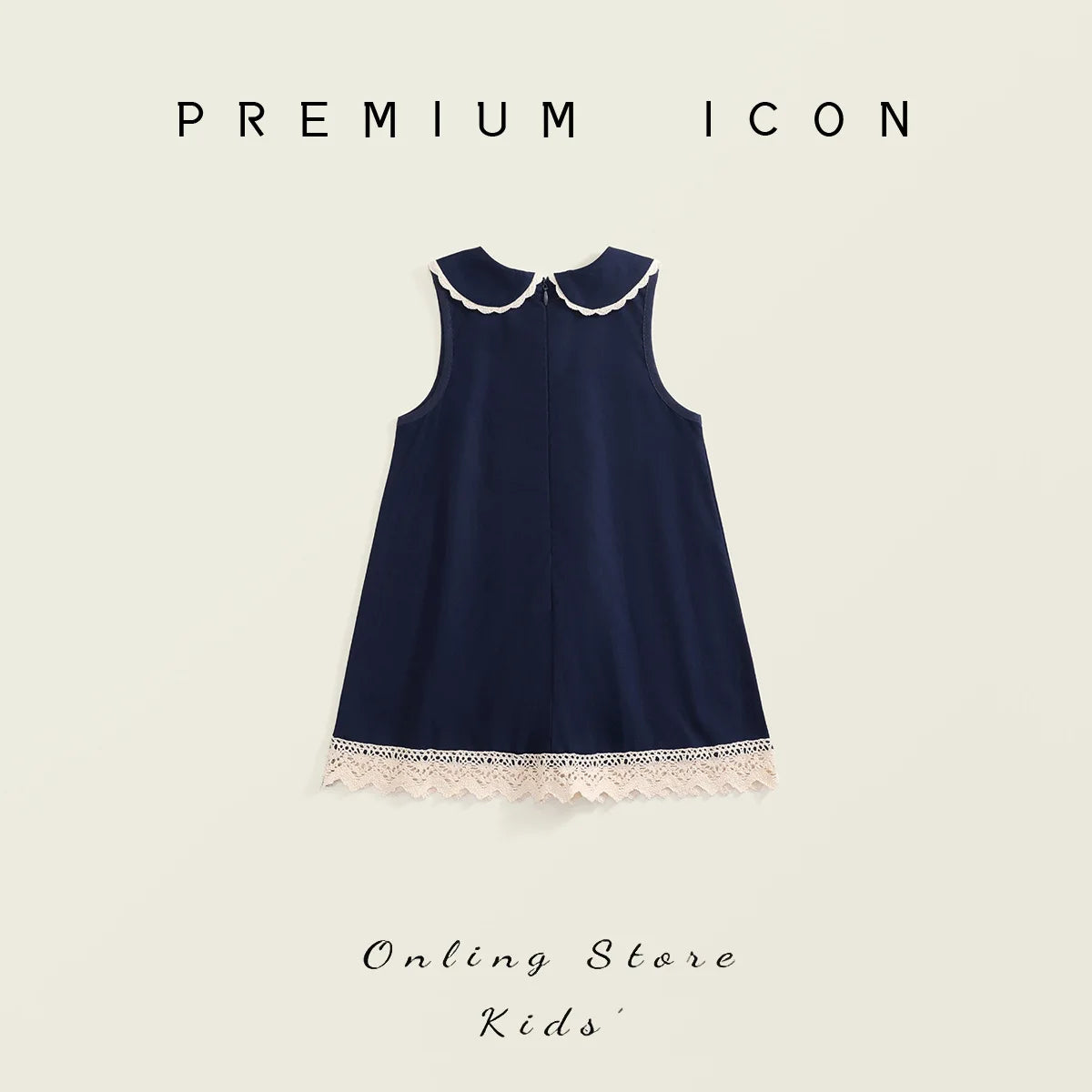 2025 Summer Toddler Girl Dress Cotton Turn Down Collar Kid Baby Girl Sling Dress Retro Loose Lace Patchwork Little Girl Sundress