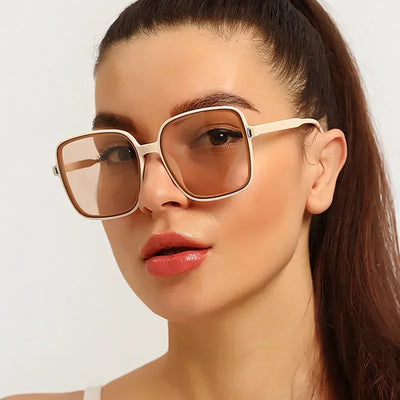 2023 New Rice Nail Square Sunglasses Fashion Sunglasses Women's UV Protection Retro Eyeglasses Large UV400 Goggles Women Brand