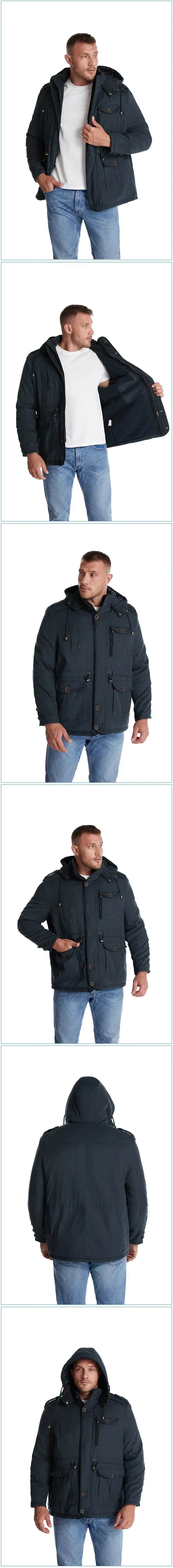 Fleece Inner Cotton-Padded Male Windbreaker Hooded Outwear Cotton Parka Snow Coats Men's Thicken Warm Winter Jacket Cashmere