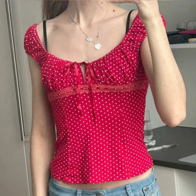 Retro Cute Square Collar T-Shirt