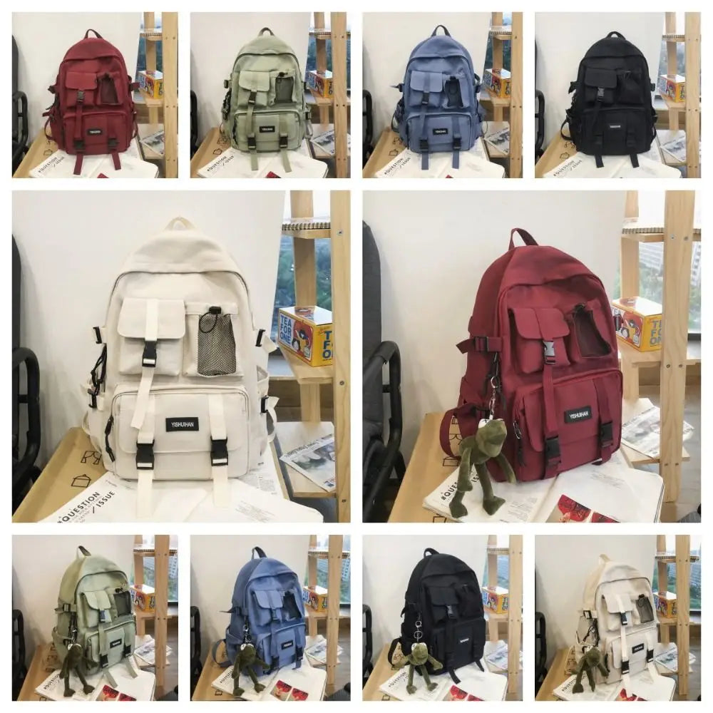 Casual Nylon Student Backpack Canvas Harajuku Shoulders Bag Rucksack Large Capacity School Bag Lady