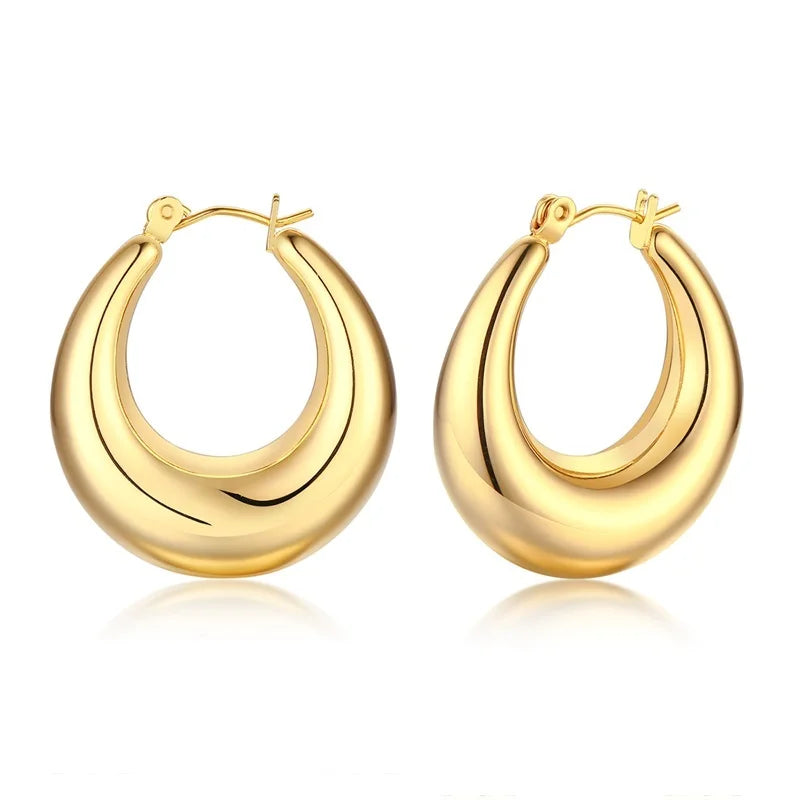 Fashion Square Geometric Hoop Earrings for Women, Chic Metal Stainless Steel Lady Earrings Bijoux Femme New Jewelry