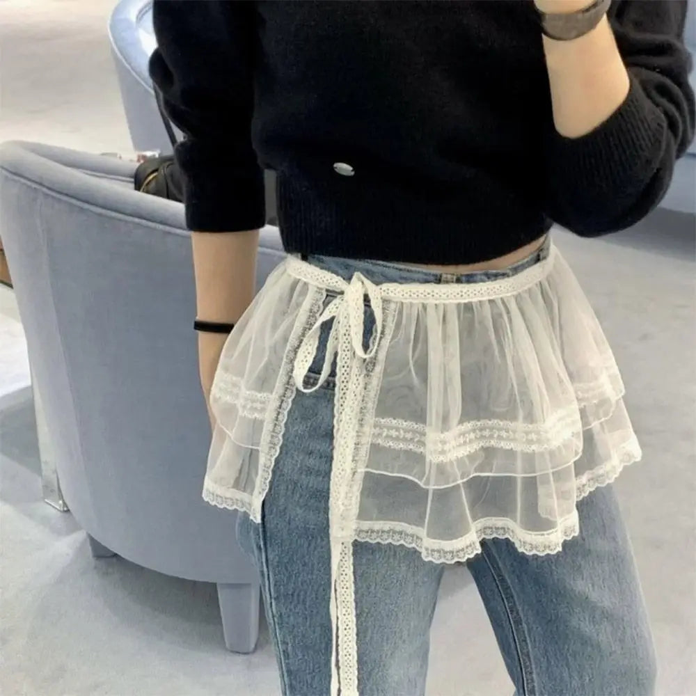 Embroidered Flower Lace Mini Skirt