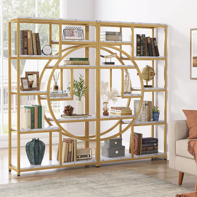 Bookshelf Industrial 5 Tier Etagere Bookcase, Freestanding Tall Bookshelves Display Shelf Storage Organizer