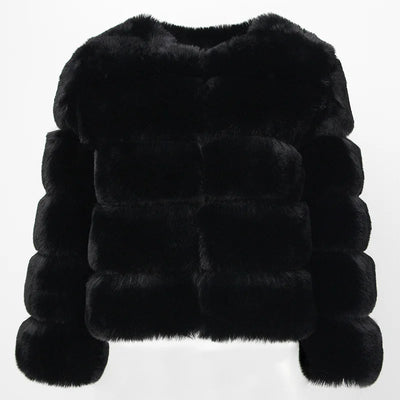 2023 Faux Fur Coat New Luxury Brand Winter Jacket Women Elegant Thick Warm Outerwear Streetwear Fake Fox Rabbit Fur Fashion