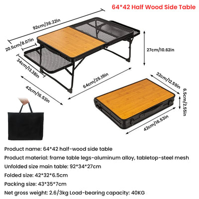 Camping Table Iron Mesh Folding Table Portable Outdoor Camping With Lifting Shelf Mesh Folding Table Outdoor Foldable Table