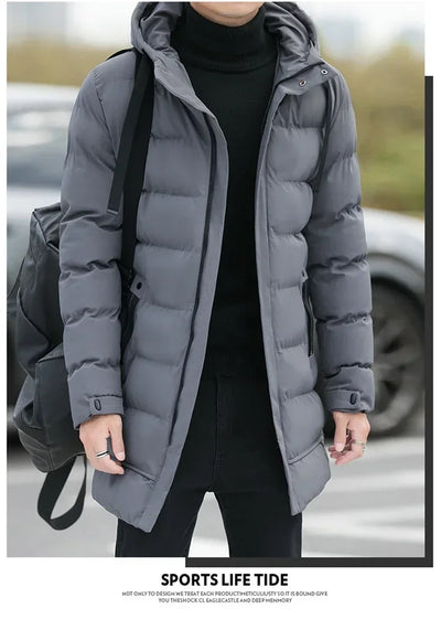 Male Outwear Winter Coats New Slim Fit Jackets Winter Jackets Men Hooded Casual Long Down Jackets Thicker Warm Parkas Size 4XL