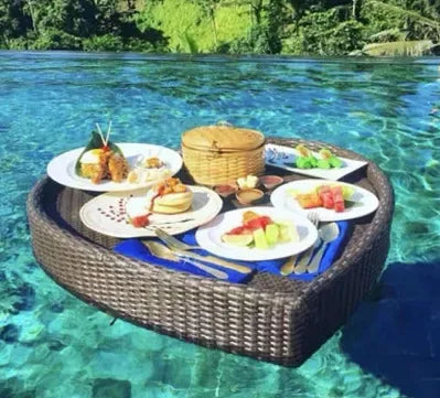 Net red floating tray round rattan woven heart-shaped basket Homestay Hotel Villa swimming pool dinner plate