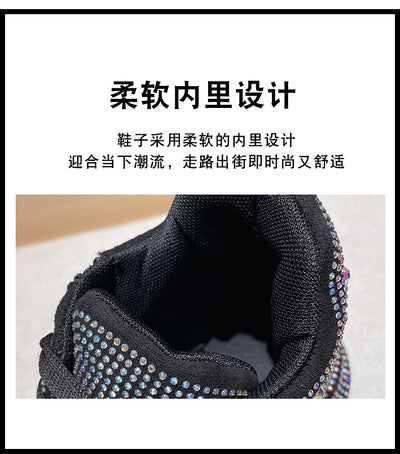 Fashion Sneakers Women Trend 2024 New Spring Autumn Platform Lace Up Rhinestone Women Casual Shoes Fashion Shiny Ladies Shoes