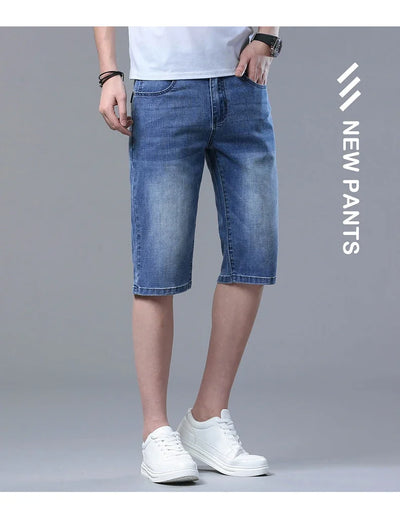 2024 New in SULEE Brand Summer  Men's Stretch Short Jeans Fashion Casual Slim Fit High Quality Elastic Denim Shorts Male Clothes