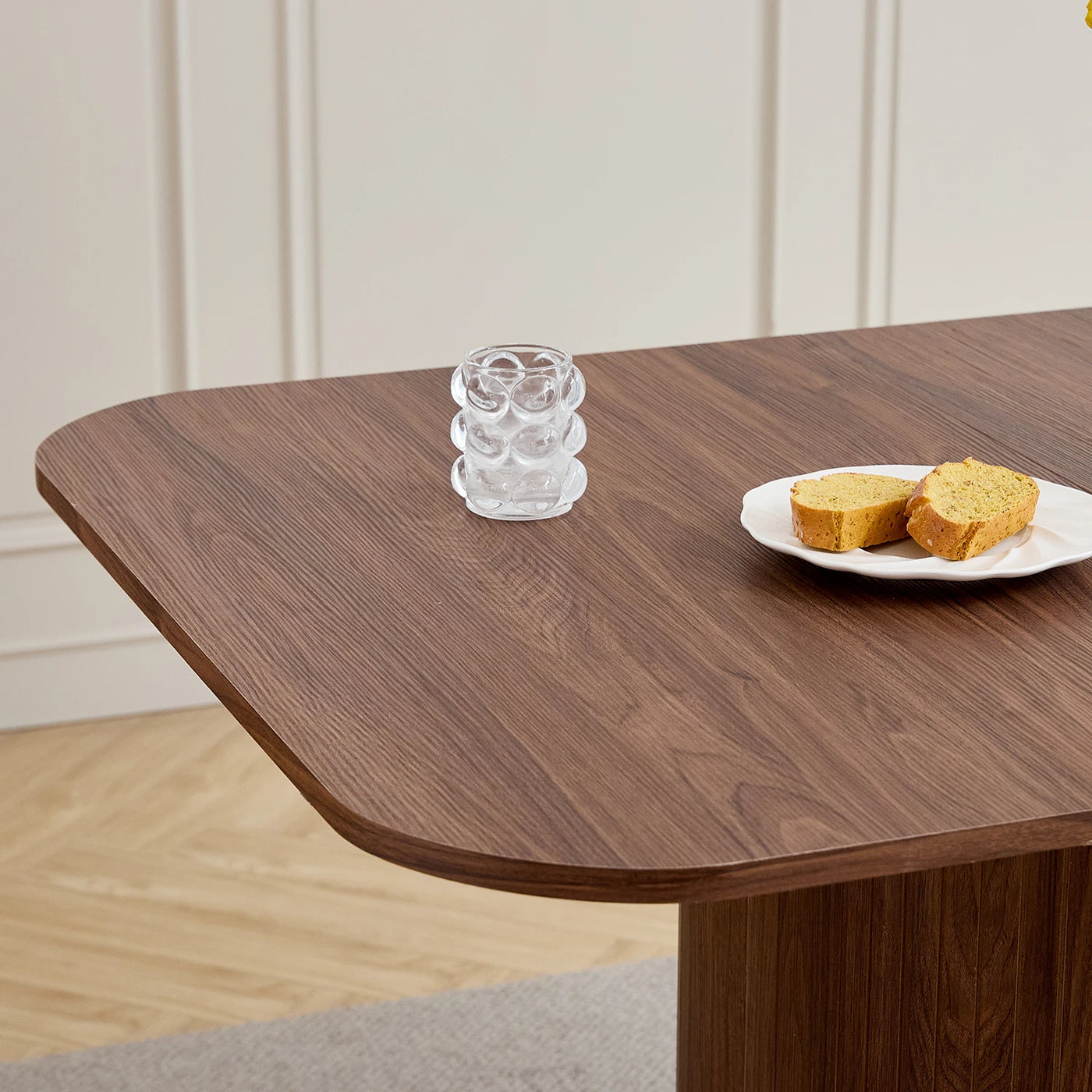 Nordic Solid Wood Dining Table, Corrugated Base Home Dining Table, Simple Kitchen / Dining Table, for 4 - 6 People