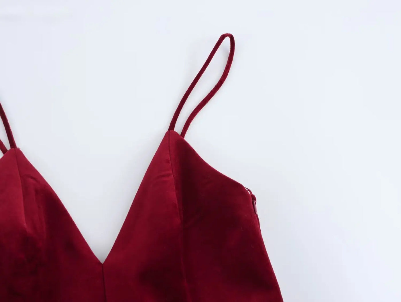 TRAFZA-Women Sexy Velvet Mini Dress Thin Strap Backless Burgundy Dress New 2025 Fashion Date Romantic Party Dress