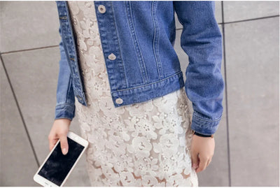 Spring Autumn Women Short Denim Jacket Candy 8 Colors Streetwear Chic Jean Coat Lady Slim Small Outerwear Female casual Tops