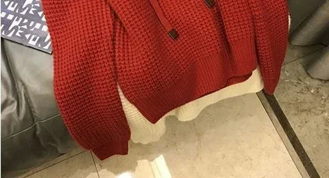 Knit Sweater Male Pullovers Plain Solid Color Men's Clothing Hoodies Coat Jacket Red Fashion 2024 High Quality Replica Elegant A