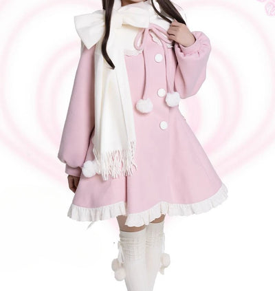 Japanese Kawaii Lolita Lace Patchwork Sweet Dress Coat Women Y2k Aesthetic Contrast Color Dresses Single Breasted Party Vestidos