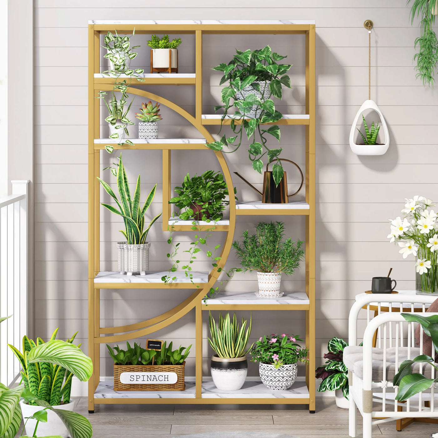 Bookshelf Industrial 5 Tier Etagere Bookcase, Freestanding Tall Bookshelves Display Shelf Storage Organizer