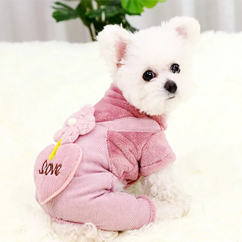 Soft Warm Dog Jumpsuits Pet Dog Coat for Small Dog Flower Pattern Puppy Pajamas Luxury Cat Jumpsuits Pet Jacket Coat Dog Clothes