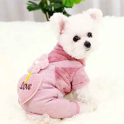 Soft Warm Dog Jumpsuits Pet Dog Coat for Small Dog Flower Pattern Puppy Pajamas Luxury Cat Jumpsuits Pet Jacket Coat Dog Clothes