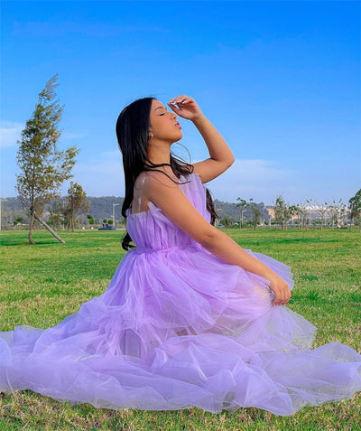 Hot Sale Elegant Womens High Low Tulle Dress Strapless Solid Color Tiered Cocktail Party Dress Prom Gown Black Pink Purple
