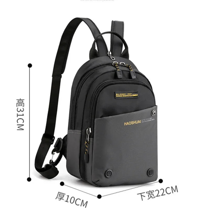 Men Nylon Small Backpack Rucksack  Multi-Functional Casual Travel Male Messenger Cross Body Chest Bags Knapsack Daypack