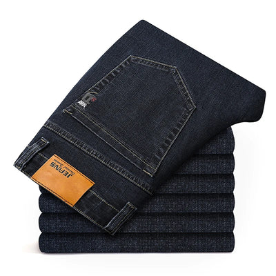 Plus Size 42 44 46 Men's Fashion Casual Jeans Classic Business Straight Elasticity Denim Pants Spring Autumn Trousers Male Brand