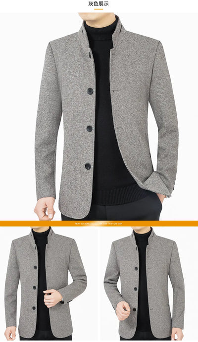 New Men Business Casual Woolen Blazers Jackets Suits Coats Woolen Blends Male Autumn Slim Fit Blazers Suits Coats Mens Clothing