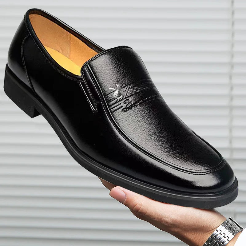 Leather Men  Dress Shoes Luxury Brand 2025 Men's Loafers Formal Moccasins Breathable Slip on Black Driving Shoes Plus Size 38-44
