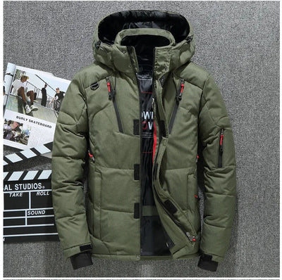 Men's Winter Parkas Hood Thick Warm Waterproof Jackets New Top Male Winter Jacket White Duck Down Parka Casual Goose Feather