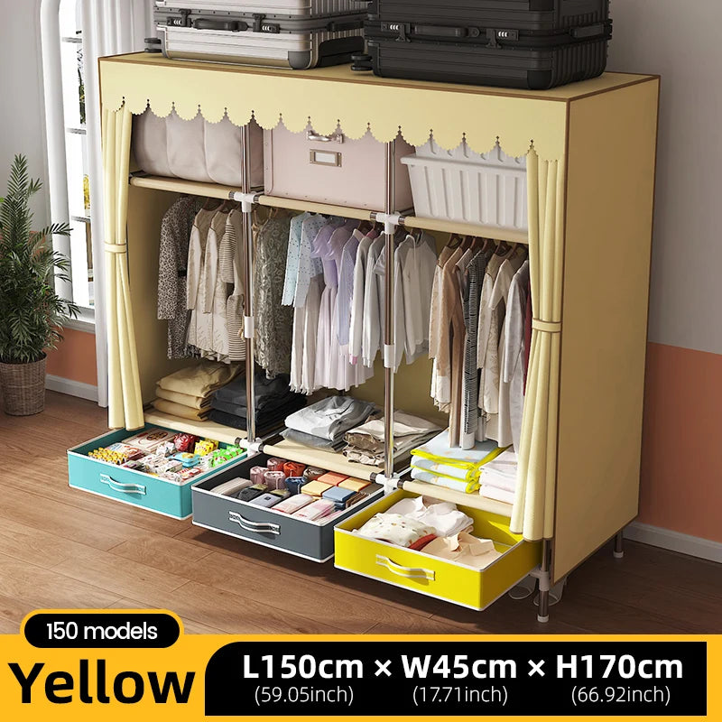 Large Fabric Wardrobe Portable Closet Organizer Multi-layer Dustproof Storage Cabinet for Rental Room or Bedroom