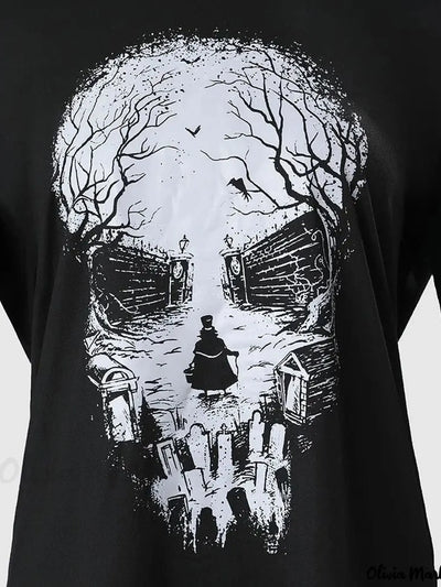 Women s Long Sleeve Halloween Skull Print Hooded Hoodies Shirts Spring Fall Casual Tops Streetwear Fashion Pullover Sweatshirt