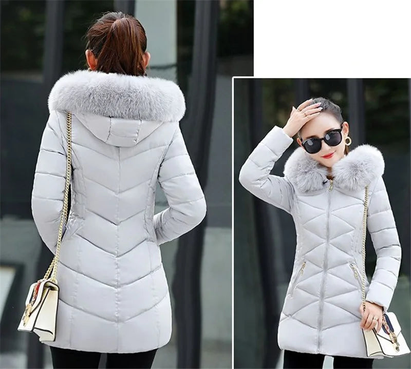 2024 New Women Parkas Big Fur Winter Parkas Hooded Long Down Cotton Jacket Female Coat Thick Warm Winter