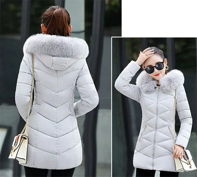 2024 New Women Parkas Big Fur Winter Parkas Hooded Long Down Cotton Jacket Female Coat Thick Warm Winter