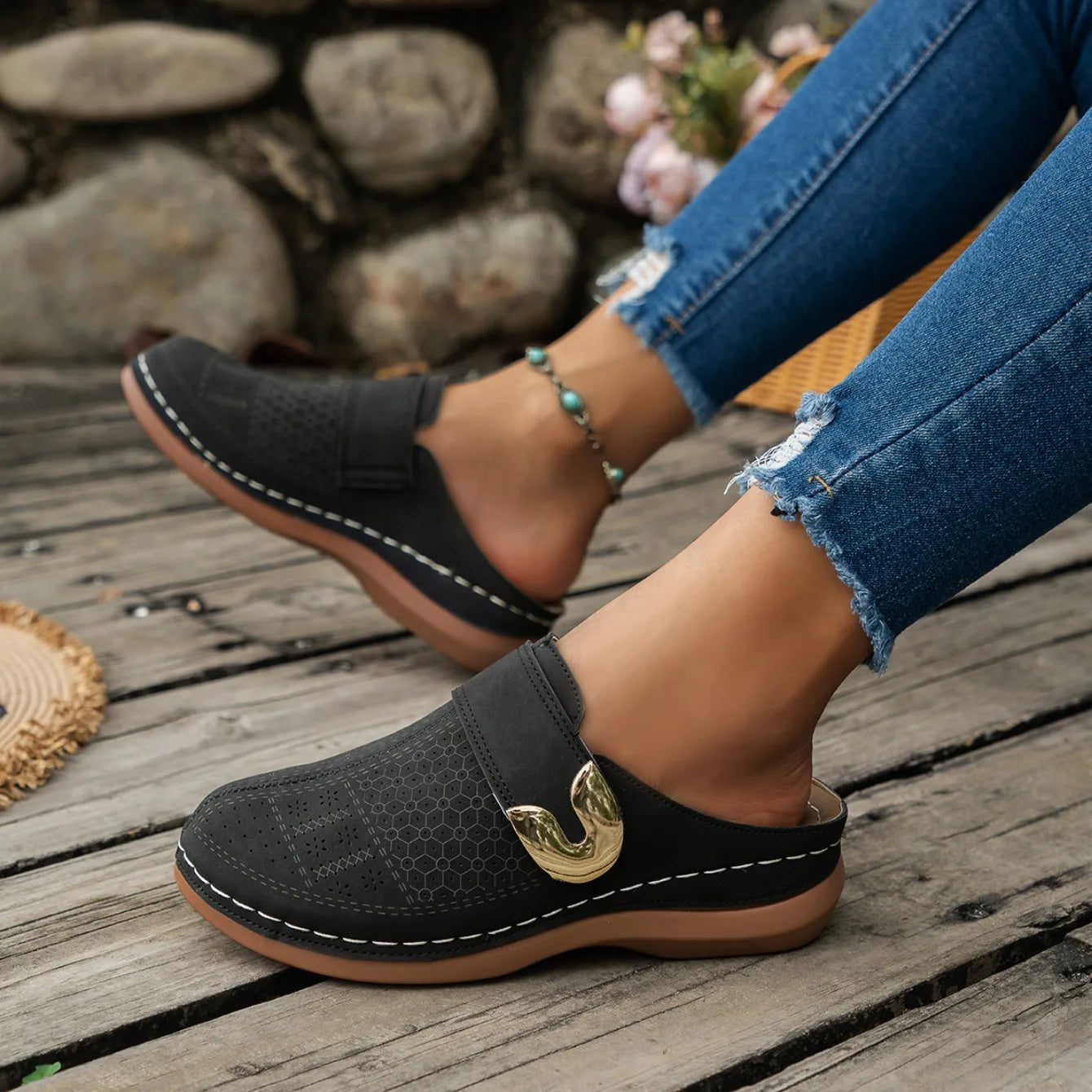 Women Slippers 2024 New Summer Fashion Open Toe Shallow Sandals Flats Shoes Low Heels Slippers Slides Women Zapatos De Mujer