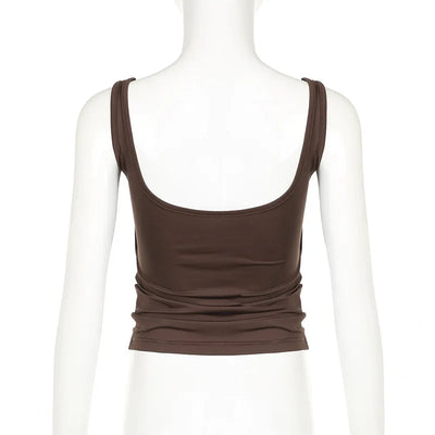 New Women Tank Tops Summer Solid Sexy Backless Streetwear Casual Slim Sleeveless Camisole Fashion Folds Tank Tops Lady Clothing