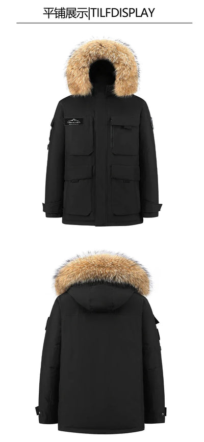 Fashion Parkas Male Casual Warm Down Jackets New Winter Mens Hooded Fur Collar Duck Down Coats High Quality Waterproof Coats