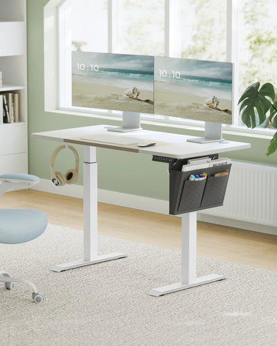 SONGMICS Height adjustable desk electric, 120/140/160 cm, with fabric organizer