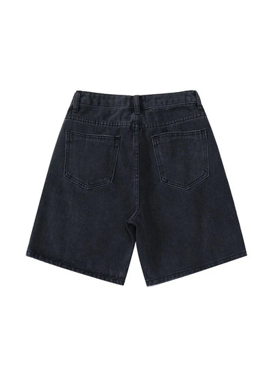 2025 Summer Women's High Waist Denim Shorts Casual Loose Ladies Plus Size Streetwear Fashion Button Wide Leg Short Jeans Female