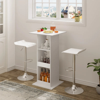 WOLTU 1PC Bar Table Bistro Square Counter Table with 3 Shelves Side Cabinet Drink Stand for Pub Kitchen Dining Room Living Room