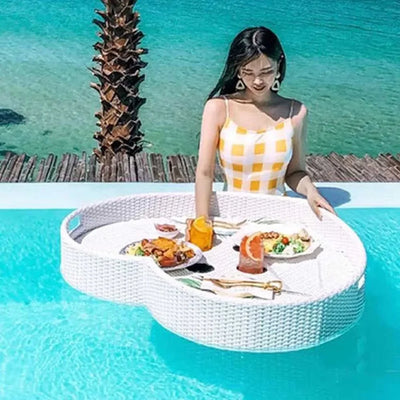 Net red floating tray round rattan woven heart-shaped basket Homestay Hotel Villa swimming pool dinner plate